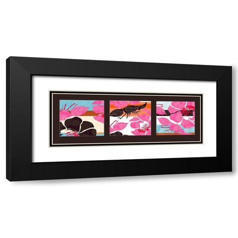 Kimono Black Modern Wood Framed Art Print with Double Matting by Talva Design
