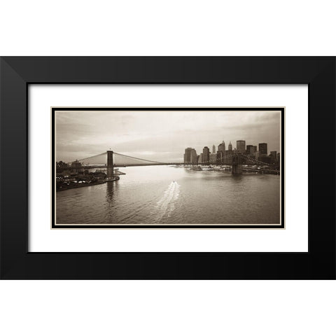 Brooklyn Bridge at Dawn Black Modern Wood Framed Art Print with Double Matting by Butcher, Dave