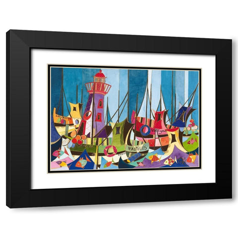 Tempete de Joie sur Erquy Black Modern Wood Framed Art Print with Double Matting by Wentzeis, Martine