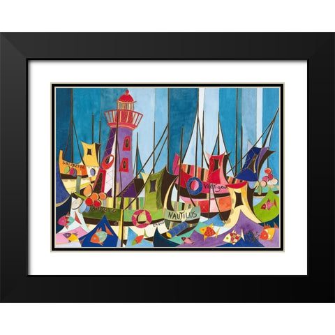 Tempete de Joie sur Erquy Black Modern Wood Framed Art Print with Double Matting by Wentzeis, Martine