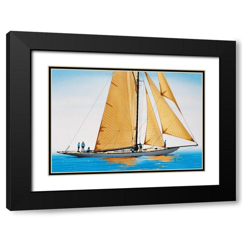 Sur la ligne Black Modern Wood Framed Art Print with Double Matting by Tempier, Guy