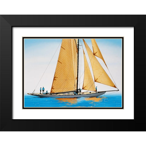 Sur la ligne Black Modern Wood Framed Art Print with Double Matting by Tempier, Guy