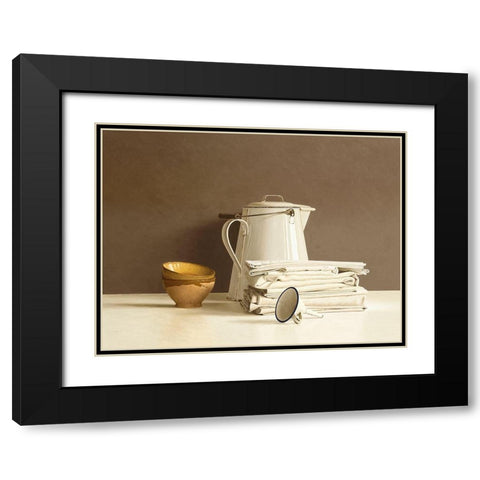 White Can and white Cloths Black Modern Wood Framed Art Print with Double Matting by de Bont, Willem
