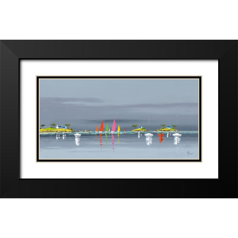 Reflets marins Black Modern Wood Framed Art Print with Double Matting by Flanet, Frederic