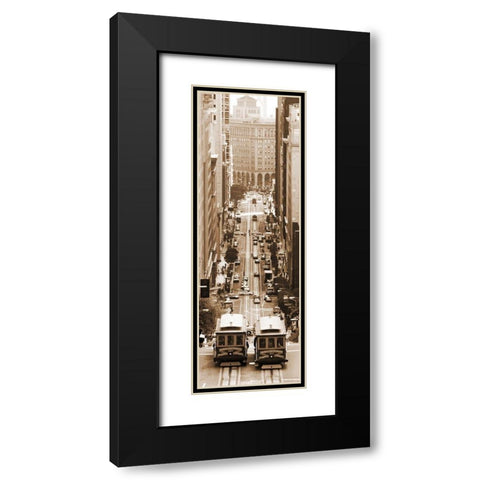 Two Cable Cars Black Modern Wood Framed Art Print with Double Matting by Terrible, Aurelien
