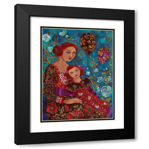 Nos jours fleuris Black Modern Wood Framed Art Print with Double Matting by Pillault, Loetitia