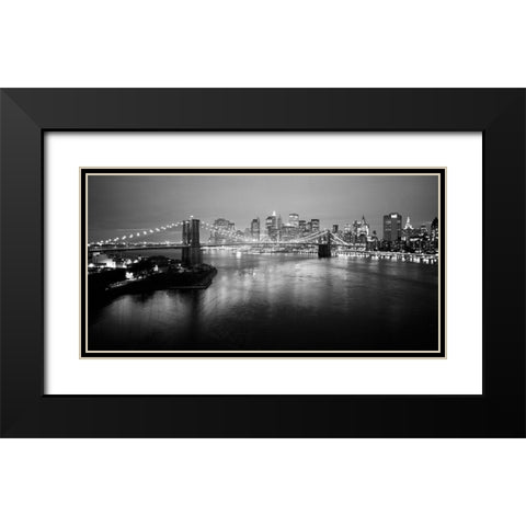 Brooklyn Bridge Black Modern Wood Framed Art Print with Double Matting by Butcher, Dave