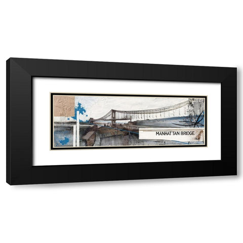 Manhattan Bridge Black Modern Wood Framed Art Print with Double Matting by Laffargue, Caroline