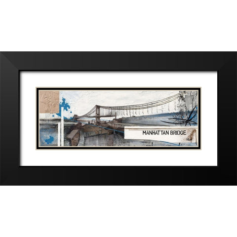 Manhattan Bridge Black Modern Wood Framed Art Print with Double Matting by Laffargue, Caroline