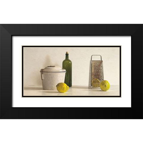 Two Lemons-Rasp-Bottle and Pot Black Modern Wood Framed Art Print with Double Matting by de Bont, Willem