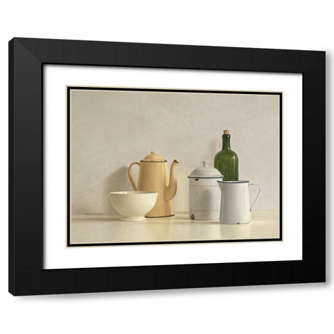 Still Life with yellow Coffeepot Black Modern Wood Framed Art Print with Double Matting by de Bont, Willem