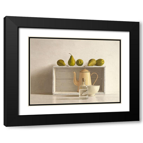 Five Pears on Box Black Modern Wood Framed Art Print with Double Matting by de Bont, Willem