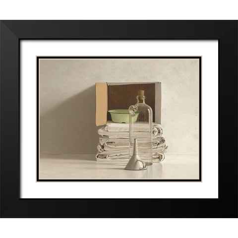 Cloths-Box-Bottle-Bowl and Funnel Black Modern Wood Framed Art Print with Double Matting by de Bont, Willem