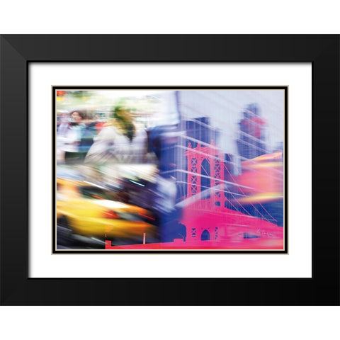 NY Traffic Black Modern Wood Framed Art Print with Double Matting by Luger, Gery
