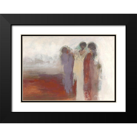 File d Indiennes Black Modern Wood Framed Art Print with Double Matting by Parise, Chantal