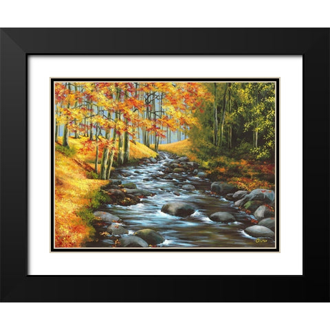 Durch den Herbst Black Modern Wood Framed Art Print with Double Matting by Richter, Cornelia