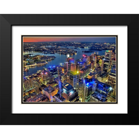 Darling Harbour Black Modern Wood Framed Art Print with Double Matting by Terrible, Aurelien