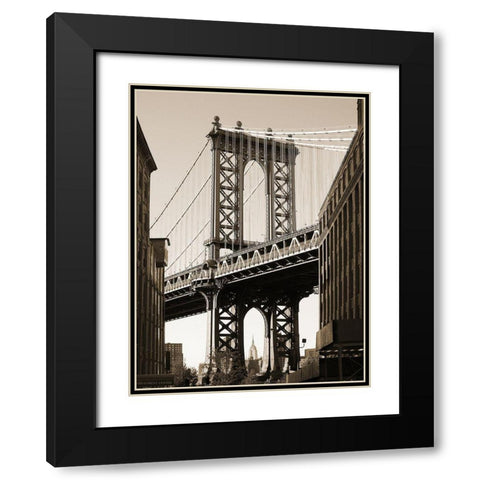 Manhattan Bridge Black Modern Wood Framed Art Print with Double Matting by Terrible, Aurelien