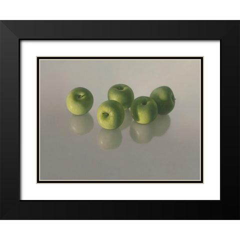 Vijf appels Black Modern Wood Framed Art Print with Double Matting by Delaer