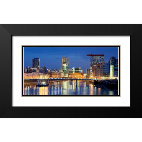 Medienhafen Dusseldorf Black Modern Wood Framed Art Print with Double Matting by Fischer, Rolf