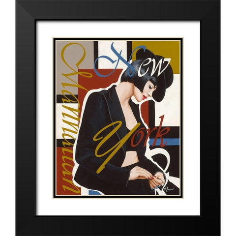 Femme New York Black Modern Wood Framed Art Print with Double Matting by Bernard, Anne