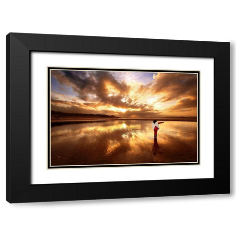 Angel Black Modern Wood Framed Art Print with Double Matting by Cano, Marina