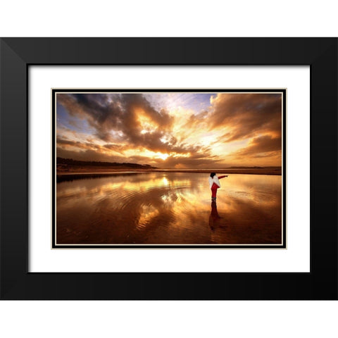 Angel Black Modern Wood Framed Art Print with Double Matting by Cano, Marina