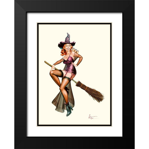 Chouette sorciere Black Modern Wood Framed Art Print with Double Matting by Hitte, Patrick