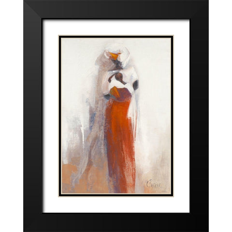 Silhouettes Africaines V Black Modern Wood Framed Art Print with Double Matting by Parise, Chantal