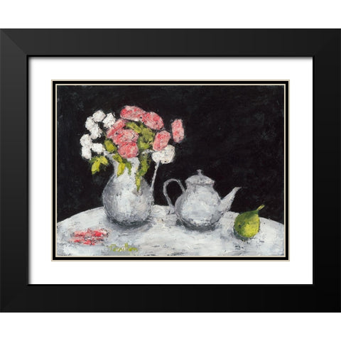 Theiere et roses d Elisa Black Modern Wood Framed Art Print with Double Matting by Persillon, Francoise