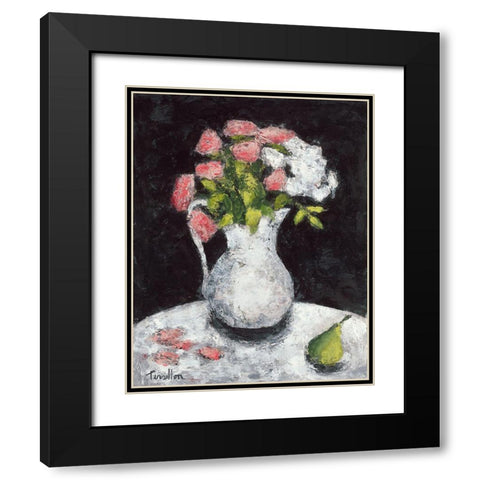 Roses d Elisa Black Modern Wood Framed Art Print with Double Matting by Persillon, Francoise