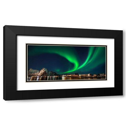 Nordlicht in Svolvaer Lofoten Black Modern Wood Framed Art Print with Double Matting by Fischer, Rolf
