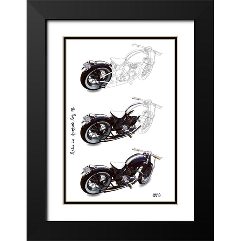 Bike in Progress Black Modern Wood Framed Art Print with Double Matting by Strapelias - PR, Pierre