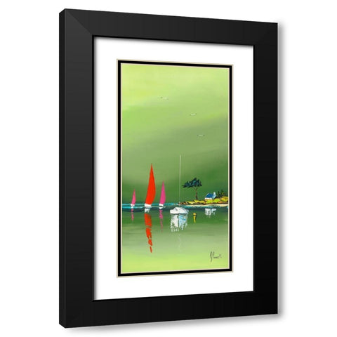 L abri cotier Black Modern Wood Framed Art Print with Double Matting by Flanet, Frederic