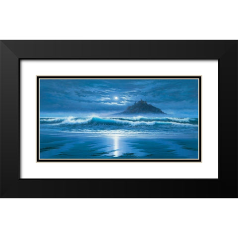 Moonlit St Michaels Mount Black Modern Wood Framed Art Print with Double Matting by Sim, John F