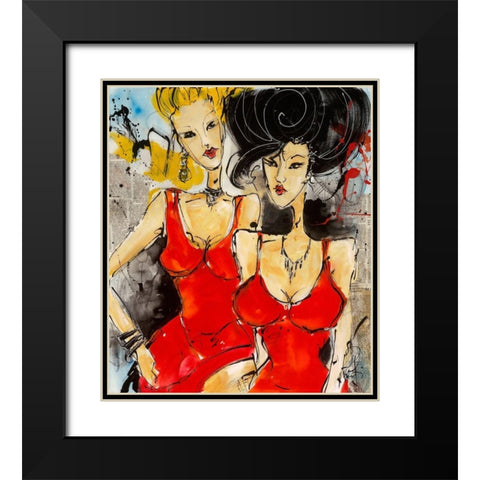 Demoiselles en rouge Black Modern Wood Framed Art Print with Double Matting by Zacher-Finet, Isabelle