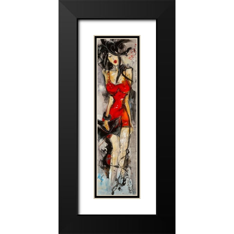 Femme en rouge Black Modern Wood Framed Art Print with Double Matting by Zacher-Finet, Isabelle