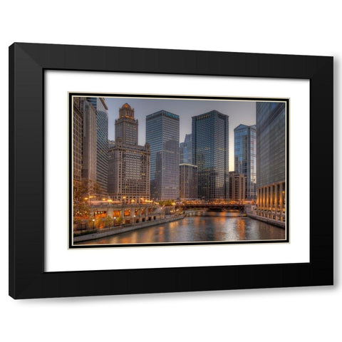 Peaceful Chicago Black Modern Wood Framed Art Print with Double Matting by Terrible, Aurelien