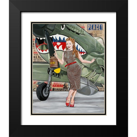 Jessie Black Modern Wood Framed Art Print with Double Matting by Lisa.C