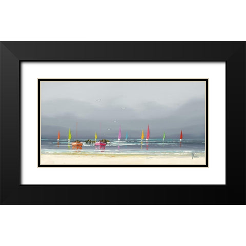 La plage Black Modern Wood Framed Art Print with Double Matting by Flanet, Frederic