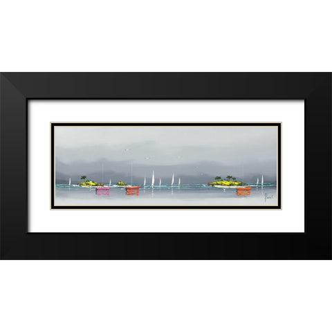 Regate du golf Black Modern Wood Framed Art Print with Double Matting by Flanet, Frederic