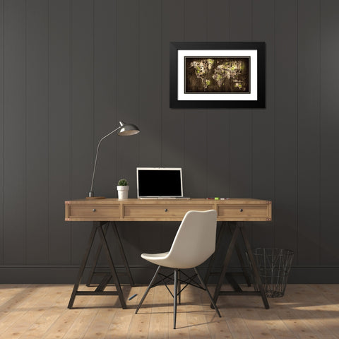 Dark Storm Lime Green Black Modern Wood Framed Art Print with Double Matting by Mikael D. Design