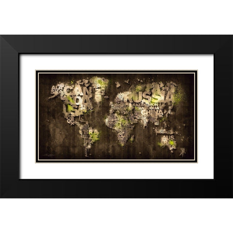 Dark Storm Lime Green Black Modern Wood Framed Art Print with Double Matting by Mikael D. Design