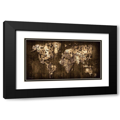Dark Storm Plain Black Modern Wood Framed Art Print with Double Matting by Mikael D. Design