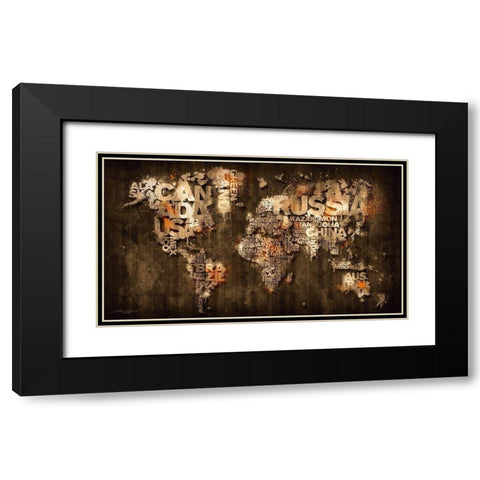Dark Storm Orange Black Modern Wood Framed Art Print with Double Matting by Mikael D. Design