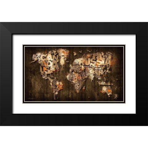 Dark Storm Orange Black Modern Wood Framed Art Print with Double Matting by Mikael D. Design