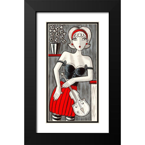 Violon blanc Black Modern Wood Framed Art Print with Double Matting by MIROTA