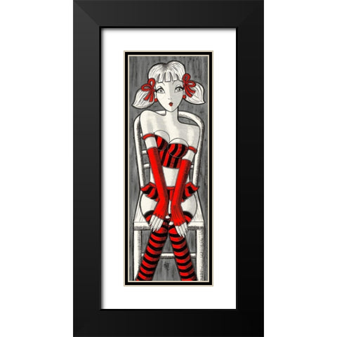 Blonde aux couettes Black Modern Wood Framed Art Print with Double Matting by MIROTA