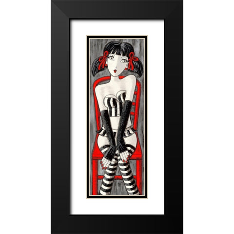 Brune aux couettes Black Modern Wood Framed Art Print with Double Matting by MIROTA