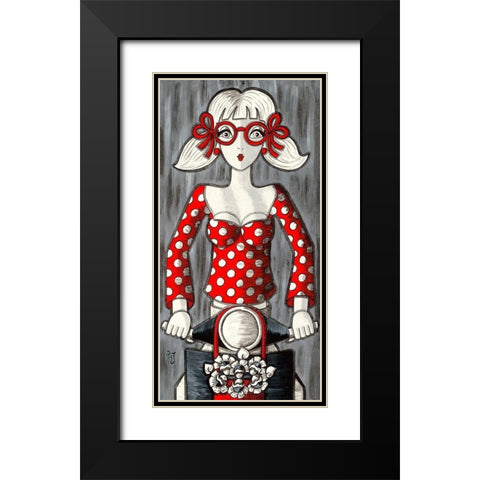 Petite Vespa Black Modern Wood Framed Art Print with Double Matting by MIROTA